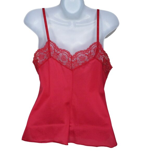 Vintage Olga Red Lace Trim Nylon Camisole Size Small 32 Made In USA - Picture 8 of 12